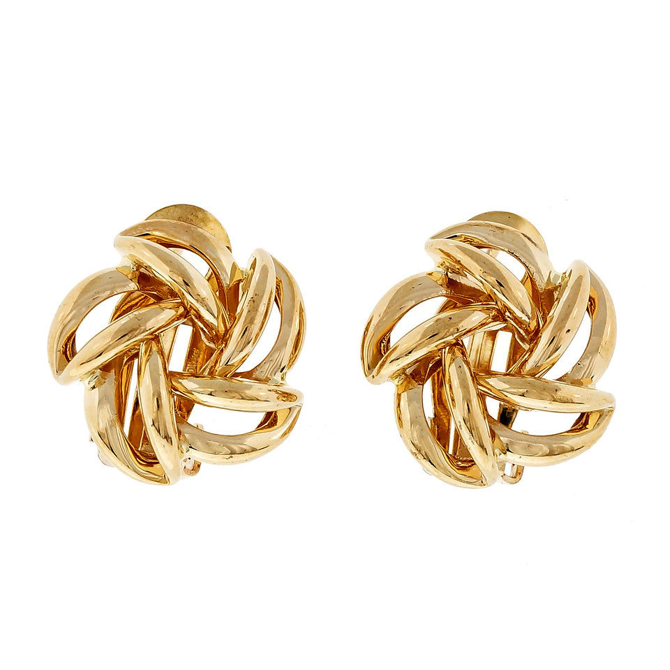 Estate Love Knot Earrings 14k Yellow Gold Clip Post