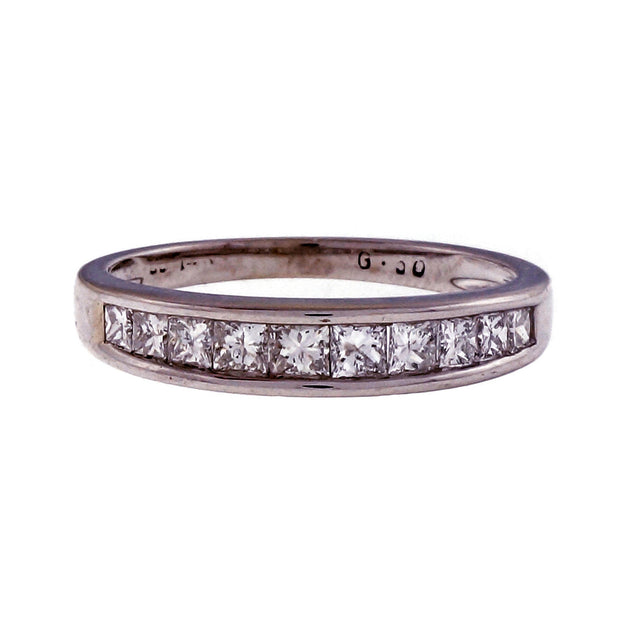 Estate Princess Cut White gold 14k .50ct Channel Band