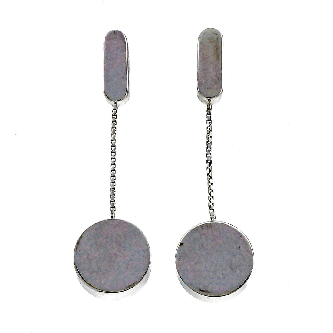 Vintage 1970 14k White Gold Dangle Earrings Italian – image 2