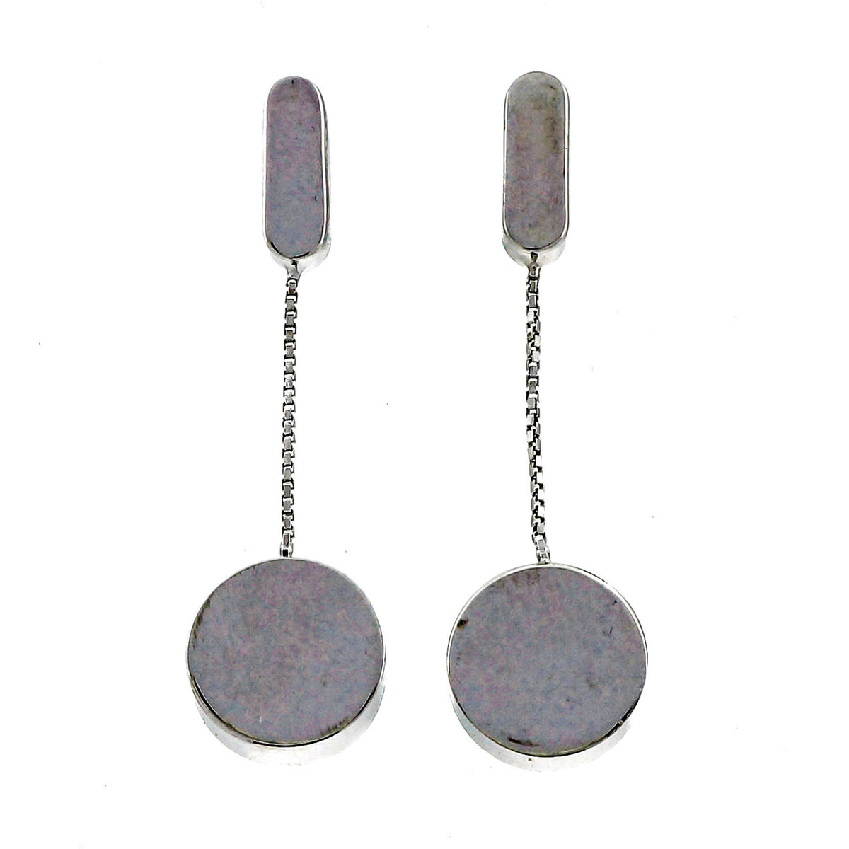 Vintage 1970 14k White Gold Dangle Earrings Italian – image 2