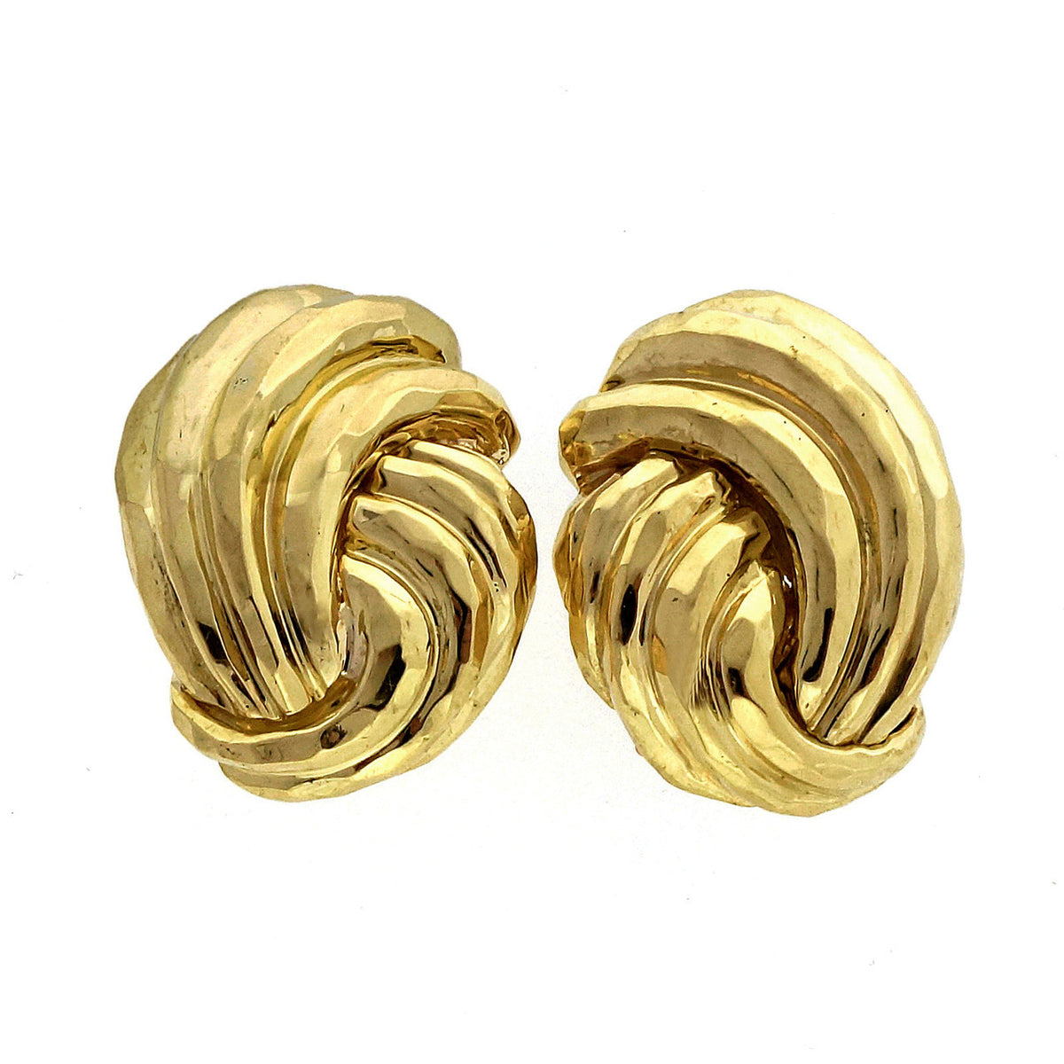 Henry Dunay 18k Yellow Gold Faceted Clip Post Earrings