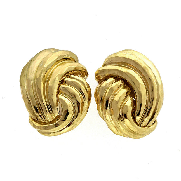 Henry Dunay 18k Yellow Gold Faceted Clip Post Earrings