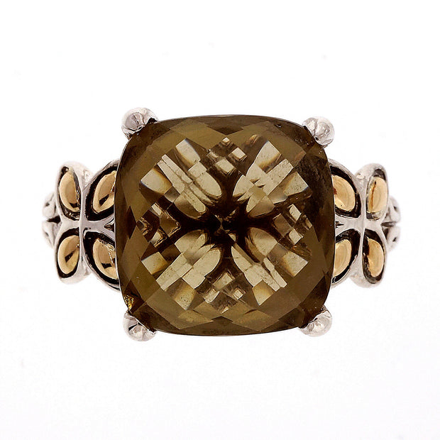 John Hardy Batu Kawung Yellow Gold Sterling Silver Olive Quartz Ring