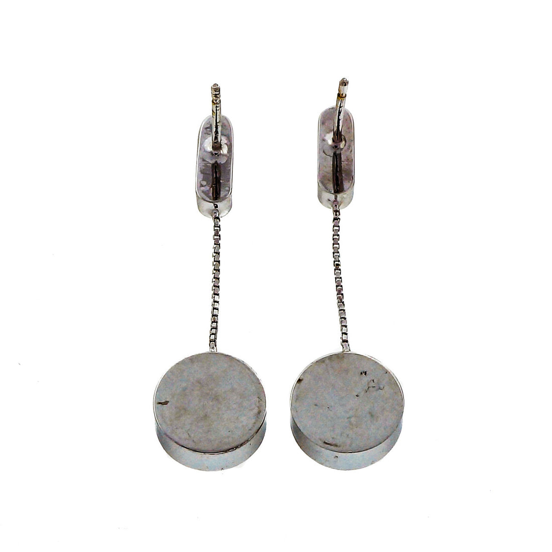 Vintage 1970 14k White Gold Dangle Earrings Italian – image 10