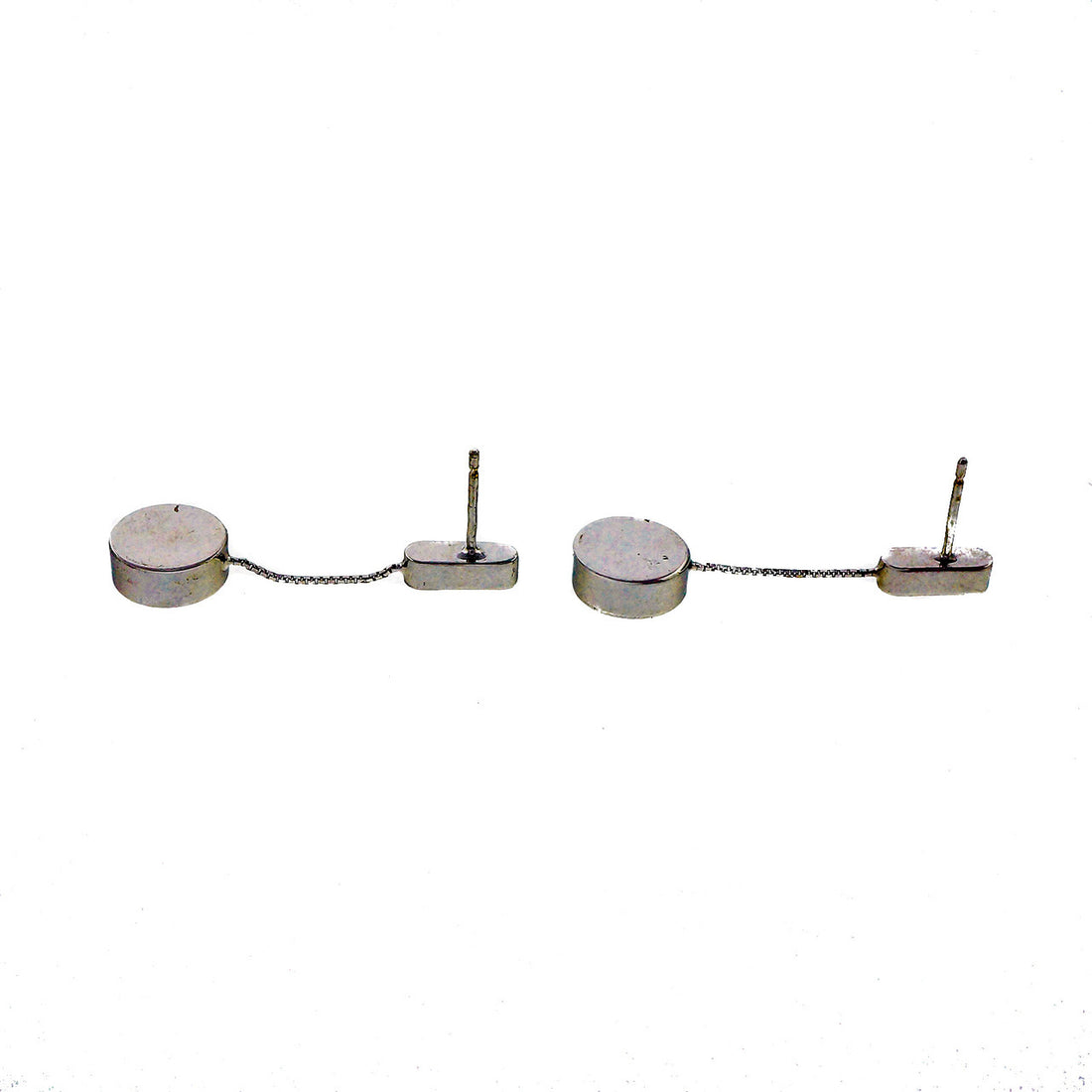 Vintage 1970 14k White Gold Dangle Earrings Italian – image 5