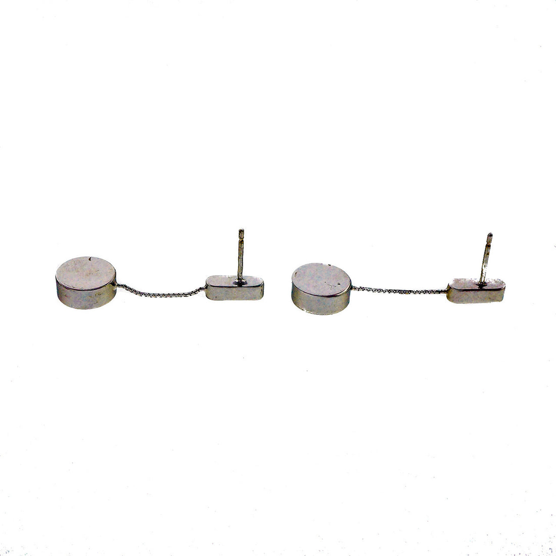 Vintage 1970 14k White Gold Dangle Earrings Italian – image 11