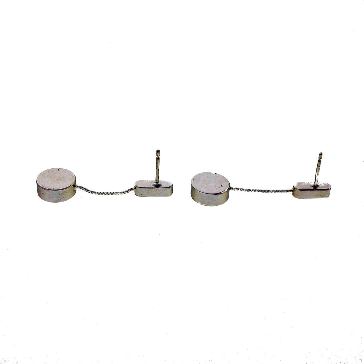 Vintage 1970 14k White Gold Dangle Earrings Italian – image 11