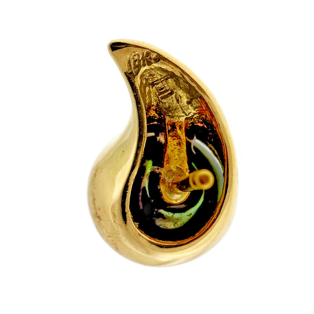 Estate 9.3mm Black South Sea Pearl Swirl 18k Yellow Gold Earrings – image 4