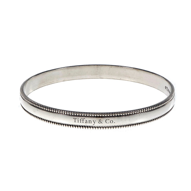 Rare Tiffany & Co Silver Milgrain Edge Bangle Bracelet B