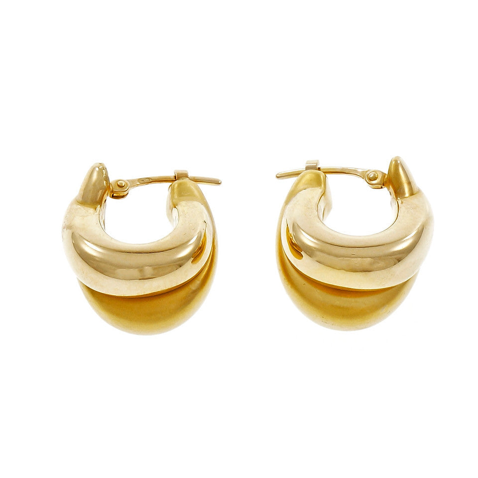 Hoop Earrings 18k Yellow Gold Small Swirl Design – image 2