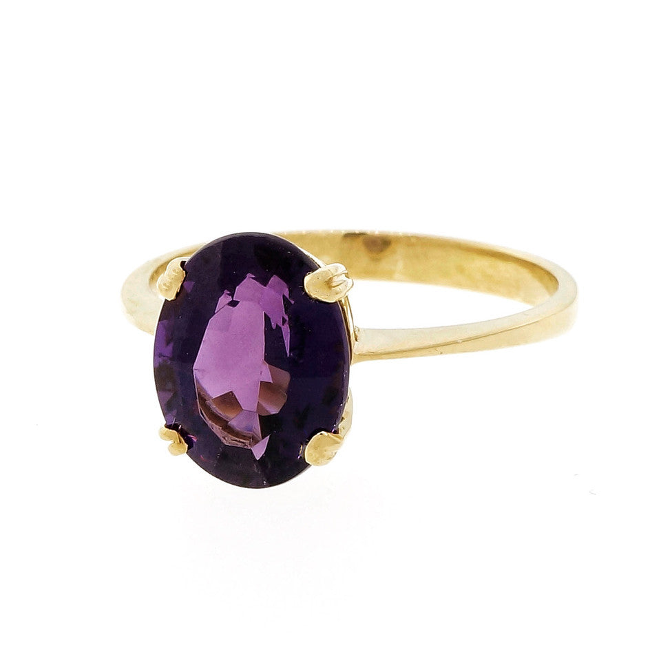 Estate Reddish Purple Amethyst Ring 18k Yellow Gold – image 2