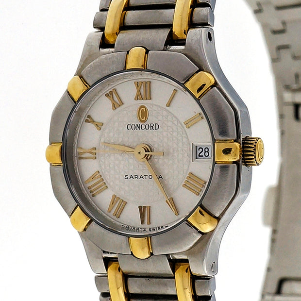 Ladies Concord Saratoga 18k Gold Steel Quartz Date Watch