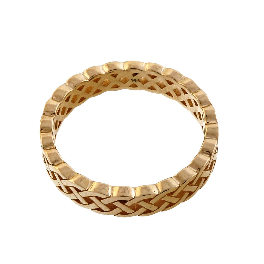 Peter Suchy Celtic Woven Open Cut Out 4mm Wide 14k Yellow Gold Wedding Band Ring PSD – image 2