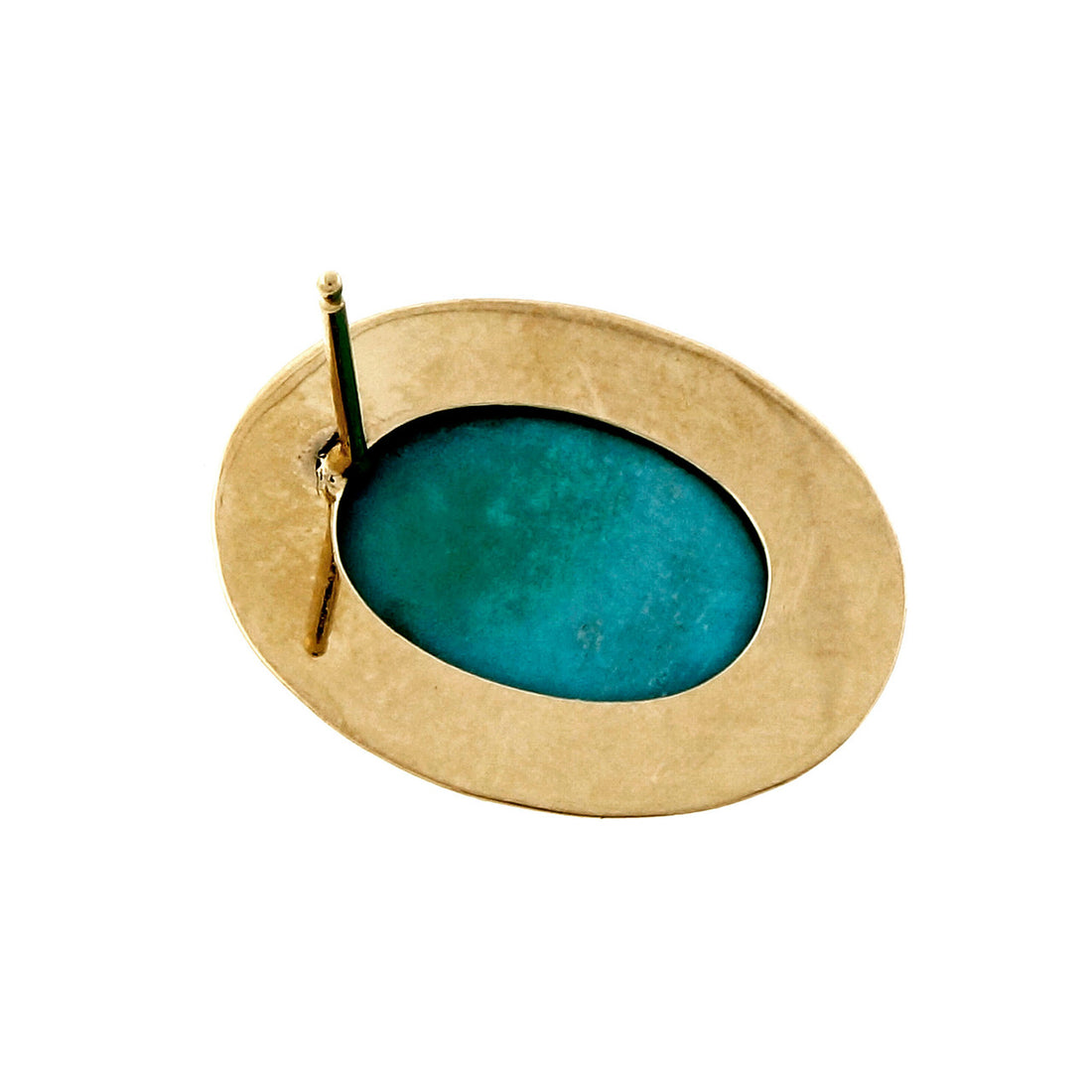 Vintage 1950 14k Natural Turquoise Yellow Gold Earrings – image 2