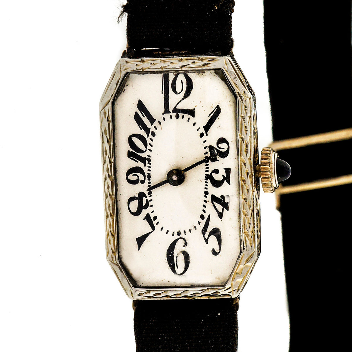 Art Deco 1925 Ladies White Gold Watch Ribbon Band – image 8