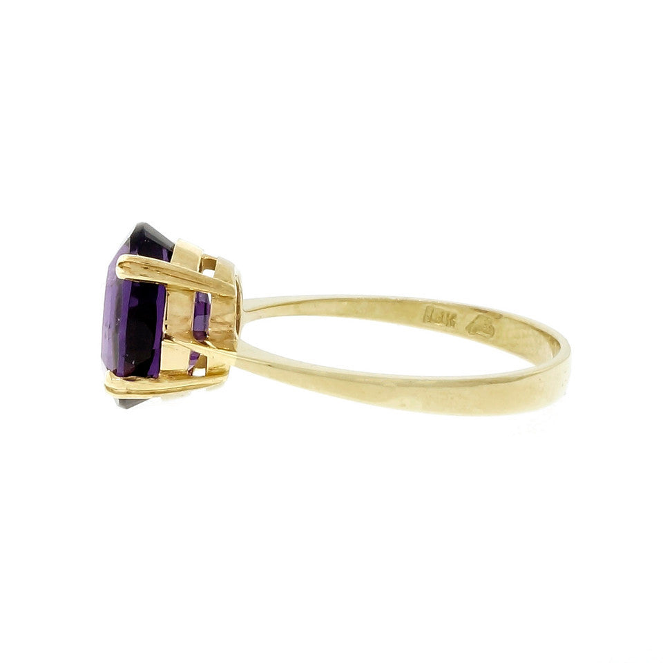 Estate Reddish Purple Amethyst Ring 18k Yellow Gold – image 3