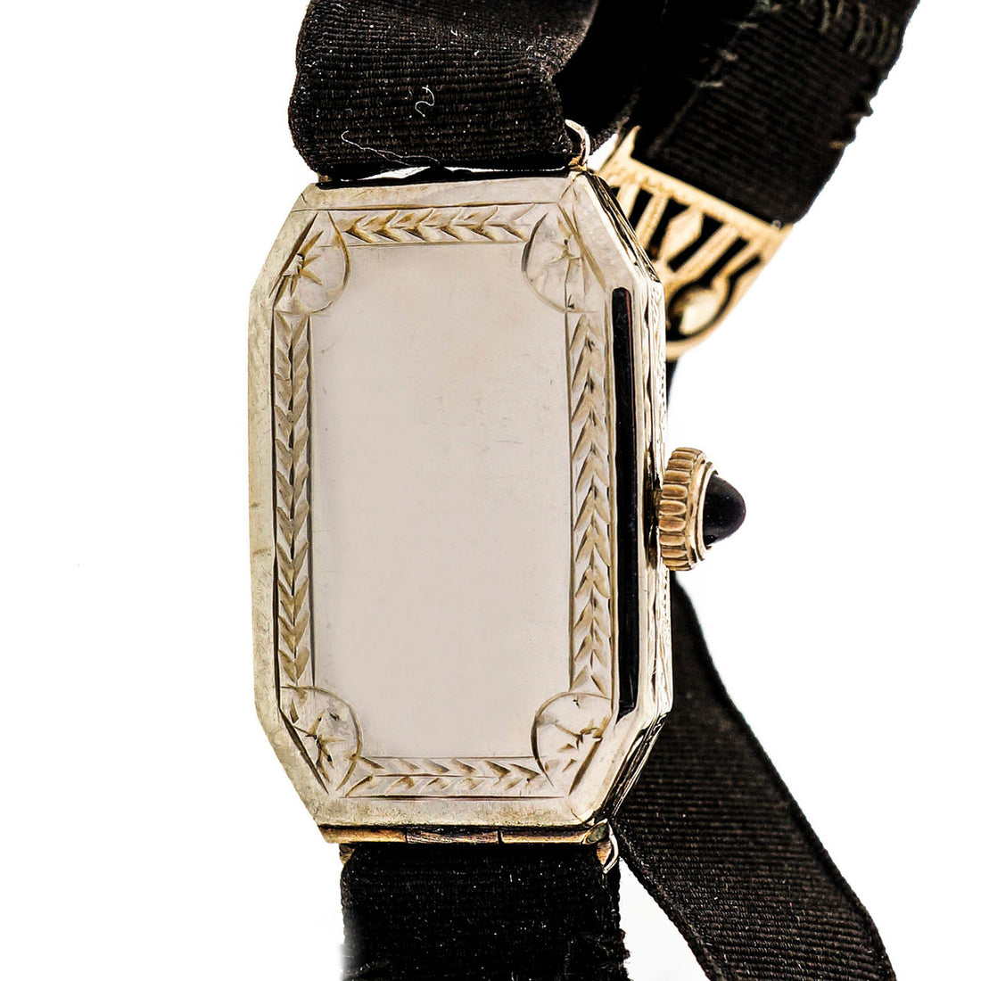 Art Deco 1925 Ladies White Gold Watch Ribbon Band – image 3