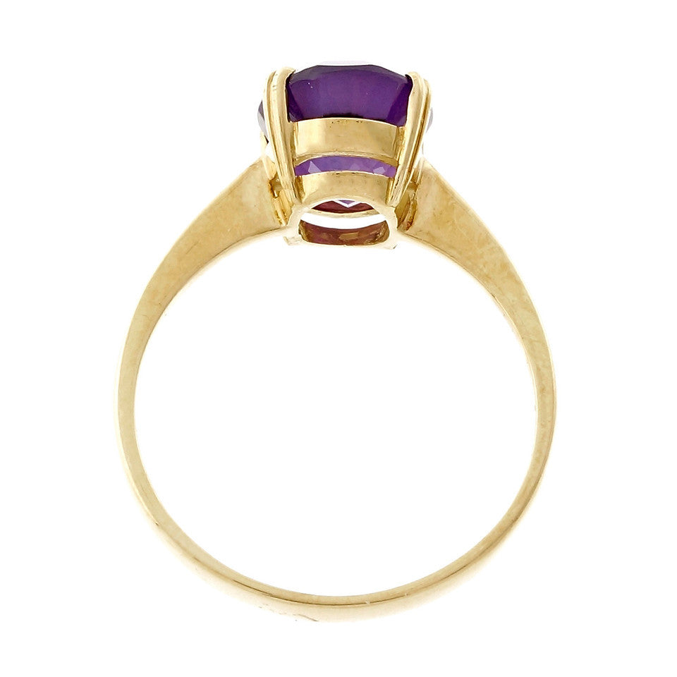 Estate Reddish Purple Amethyst Ring 18k Yellow Gold – image 4
