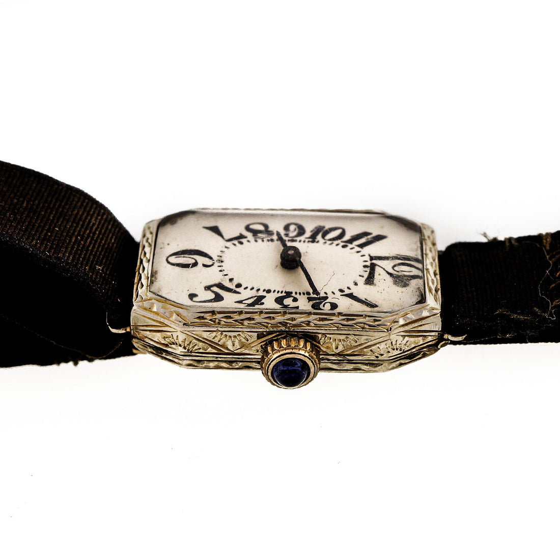 Art Deco 1925 Ladies White Gold Watch Ribbon Band – image 4
