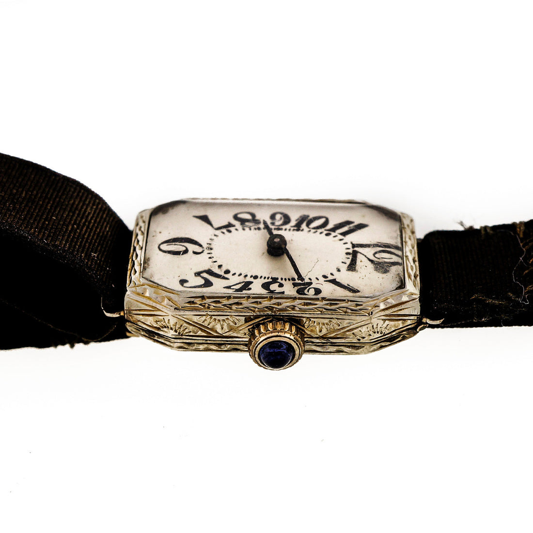 Art Deco 1925 Ladies White Gold Watch Ribbon Band – image 10