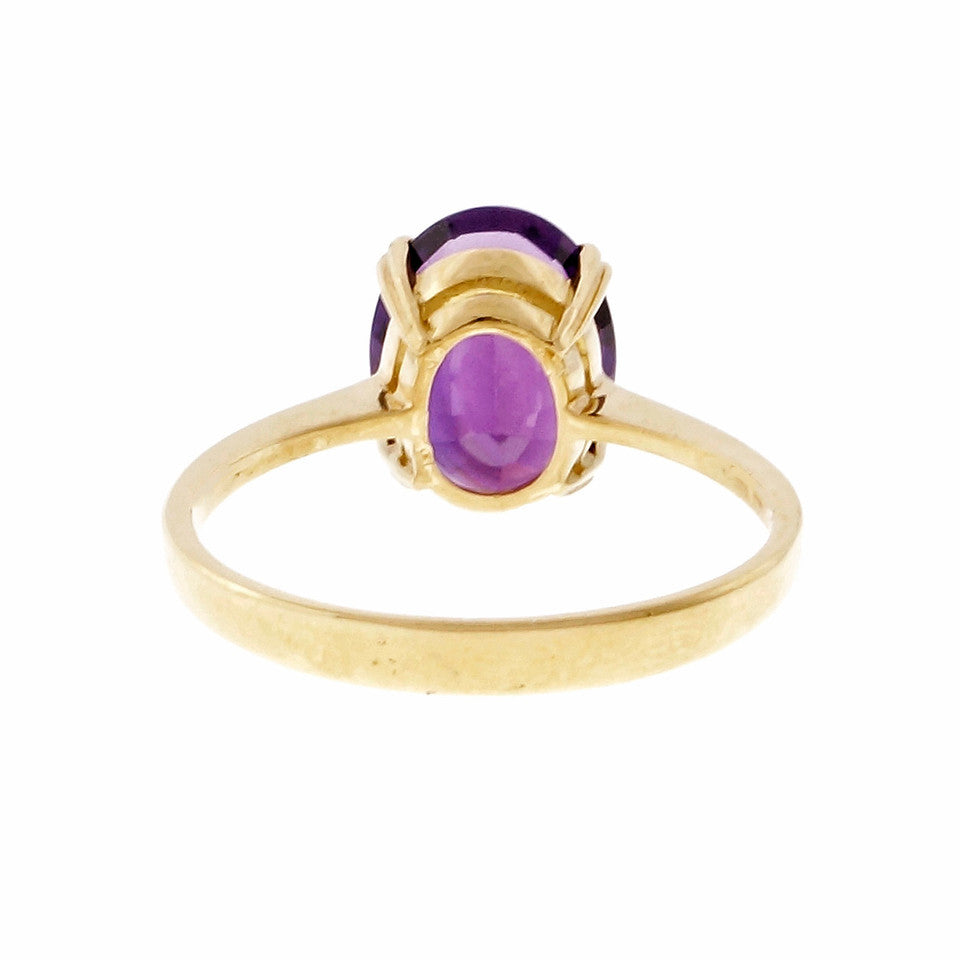 Estate Reddish Purple Amethyst Ring 18k Yellow Gold – image 5