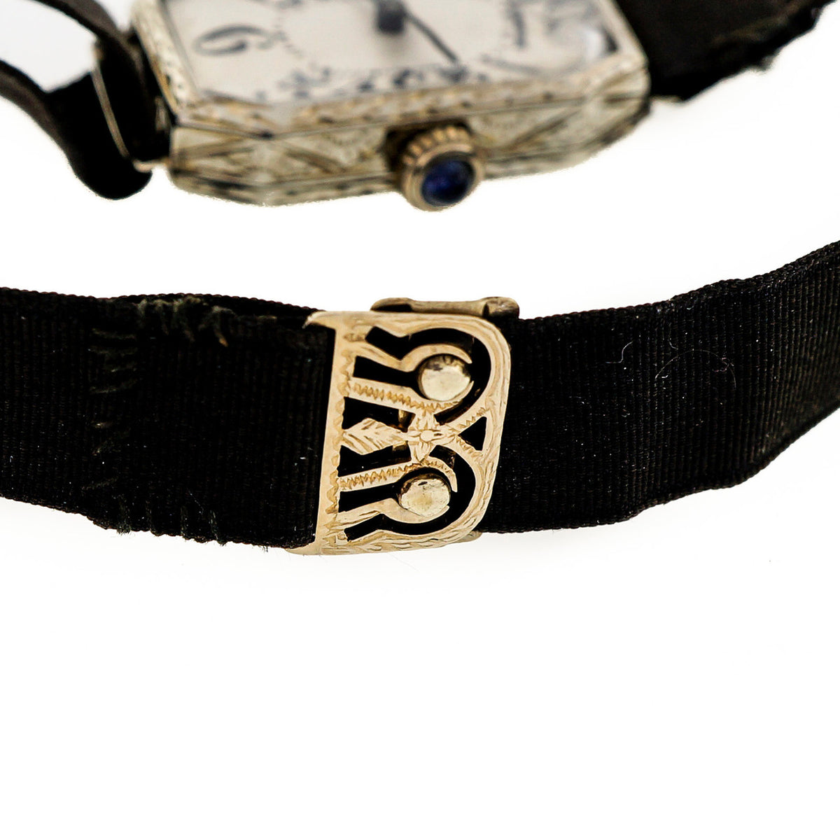 Art Deco 1925 Ladies White Gold Watch Ribbon Band – image 11