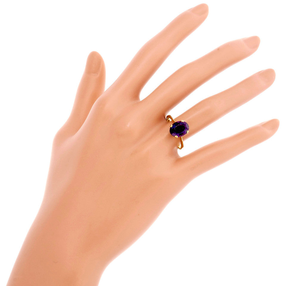 Estate Reddish Purple Amethyst Ring 18k Yellow Gold – image 6
