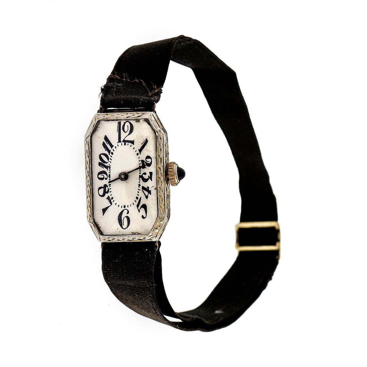 Art Deco 1925 Ladies White Gold Watch Ribbon Band – image 12