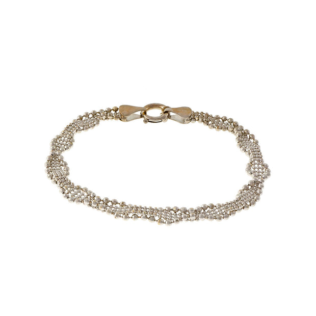 5 Row Fancy Bead Bracelet 14k White Gold