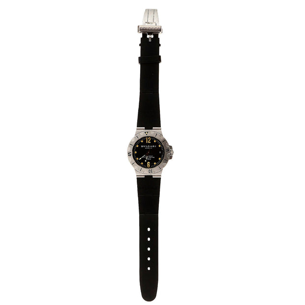 Bulgari Steel Automatic Chronometer Date Rubber Band Men's Wristwatch