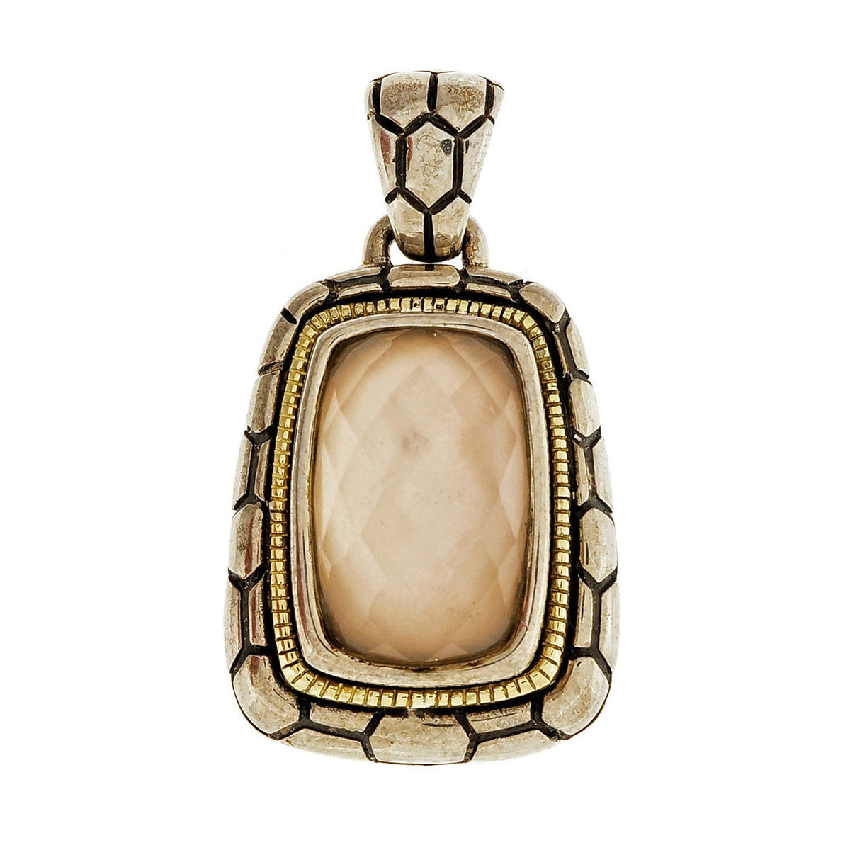Asch Grossbardt Mother Of Pearl Quartz Silver 18k Pendant