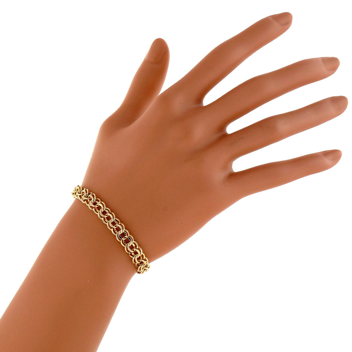 Estate 1960 Double Spiral Link Charm Bracelet 7mm Wide – image 2