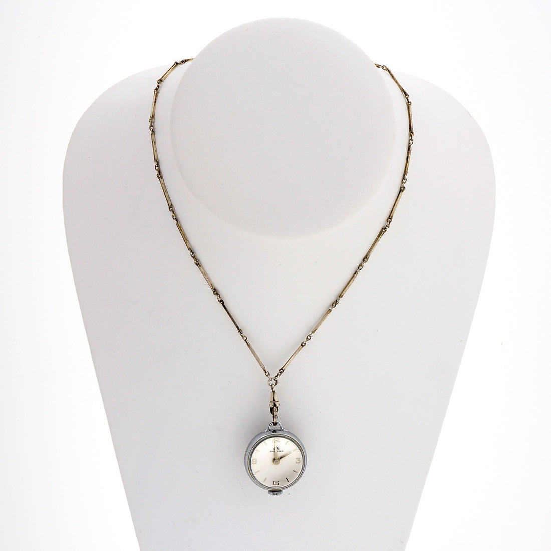 Bucherer 1940 Ball Form Pendant Watch Silver Bar Link Long Chain – image 2