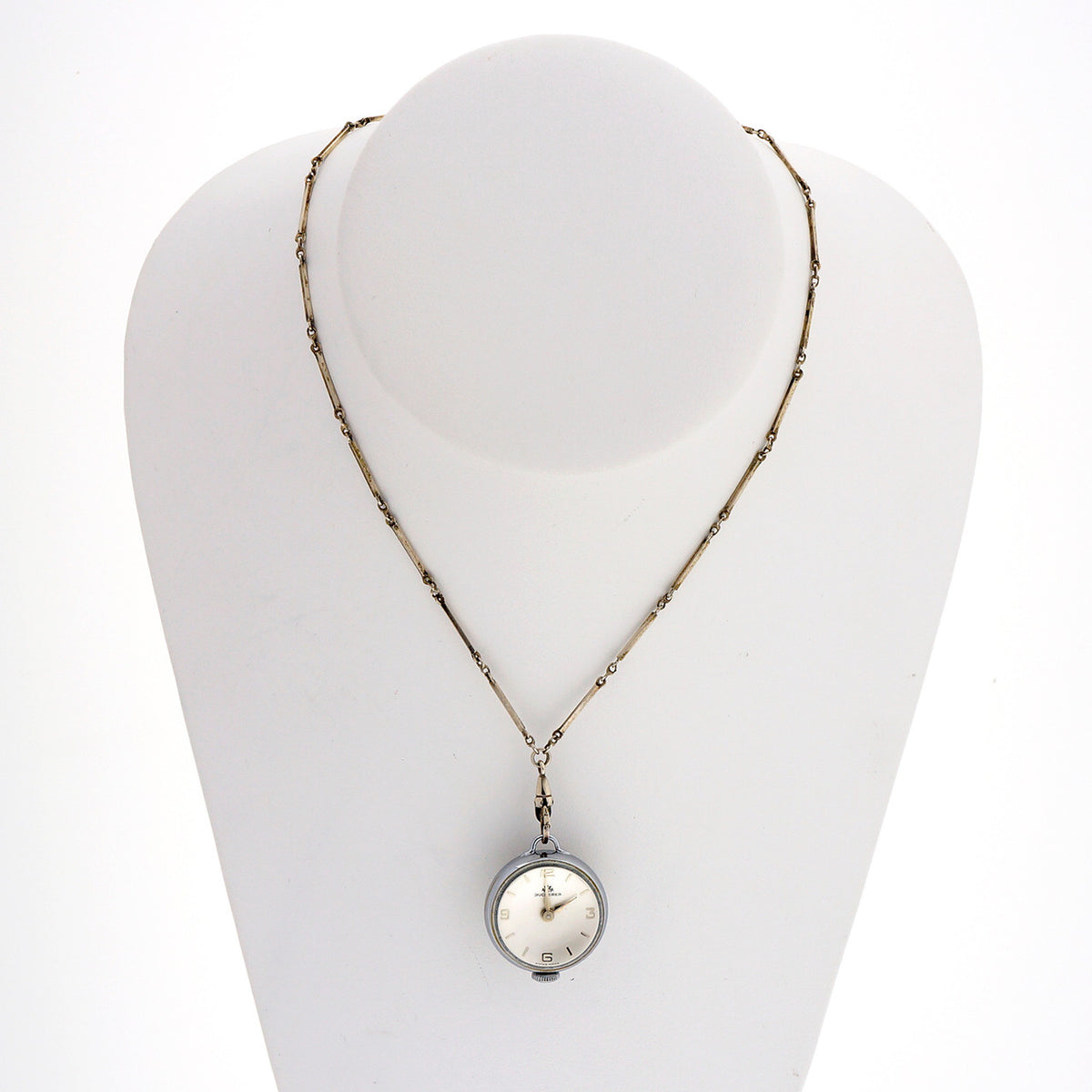 Bucherer 1940 Ball Form Pendant Watch Silver Bar Link Long Chain – image 5