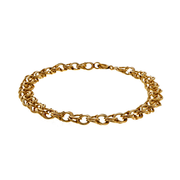 Estate 1960 Double Spiral Link Charm Bracelet 7mm Wide