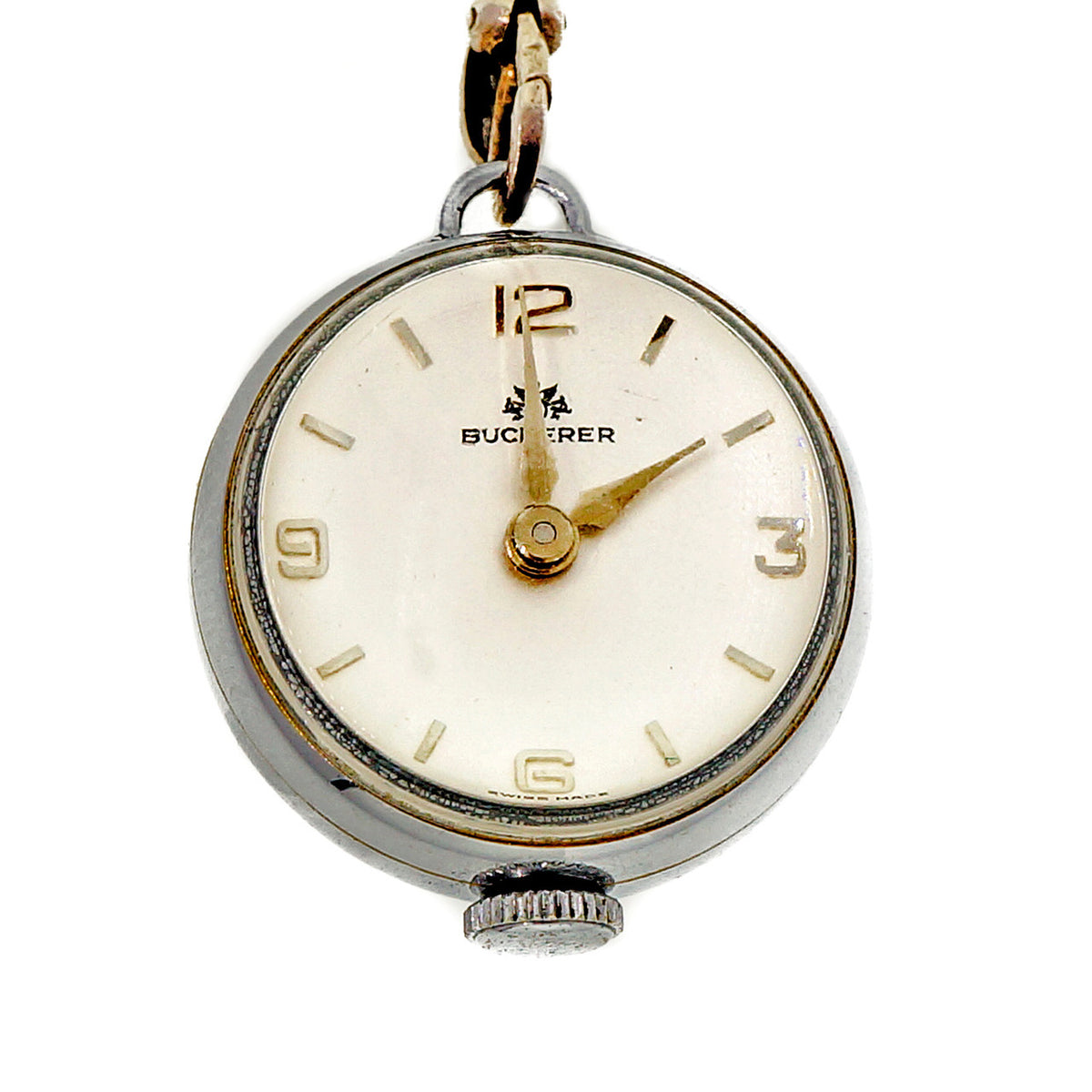 Bucherer 1940 Ball Form Pendant Watch Silver Bar Link Long Chain – image 6