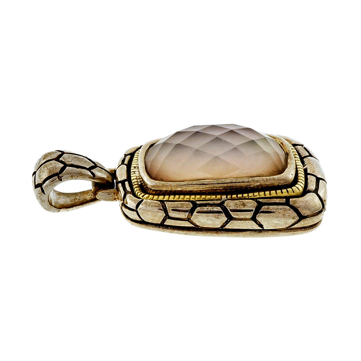 Asch Grossbardt Mother Of Pearl Quartz Silver 18k Pendant – image 3