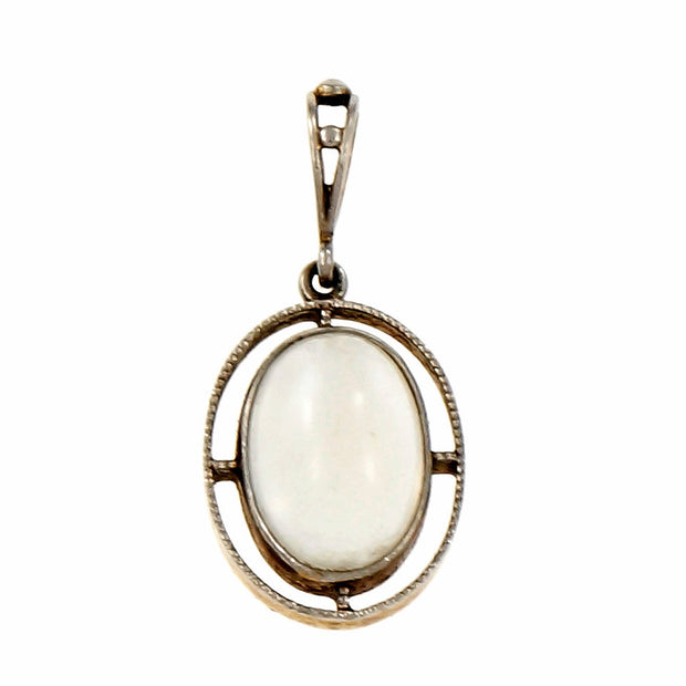Victorian 1890 Moonstone Pendant 18k Yellow Gold Platinum Top