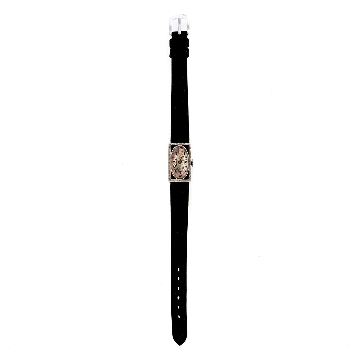Art Deco 1920 Kingston Watch Co White Gold Filled Ladies Satin Strap Watch – image 2