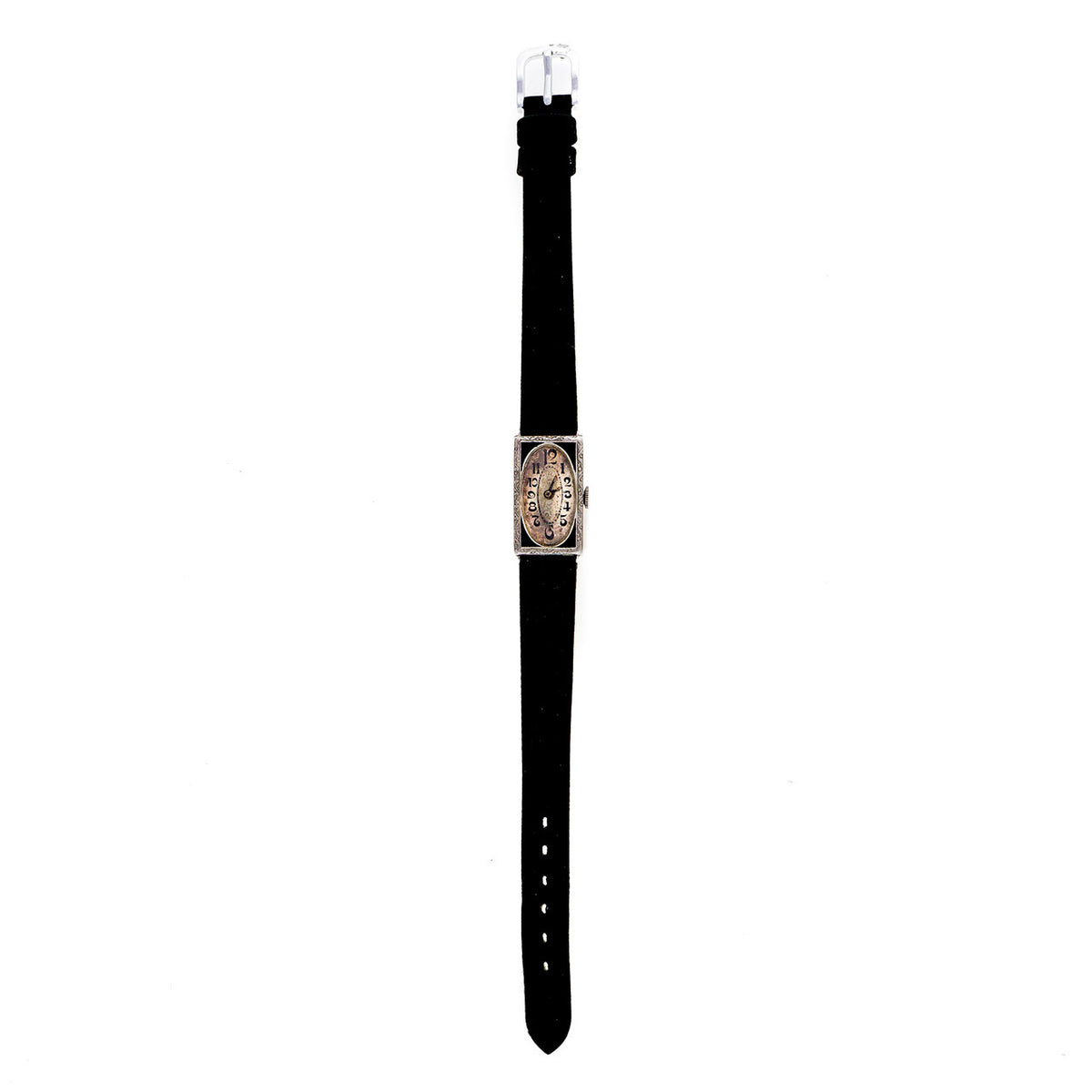 Art Deco 1920 Kingston Watch Co White Gold Filled Ladies Satin Strap Watch – image 7