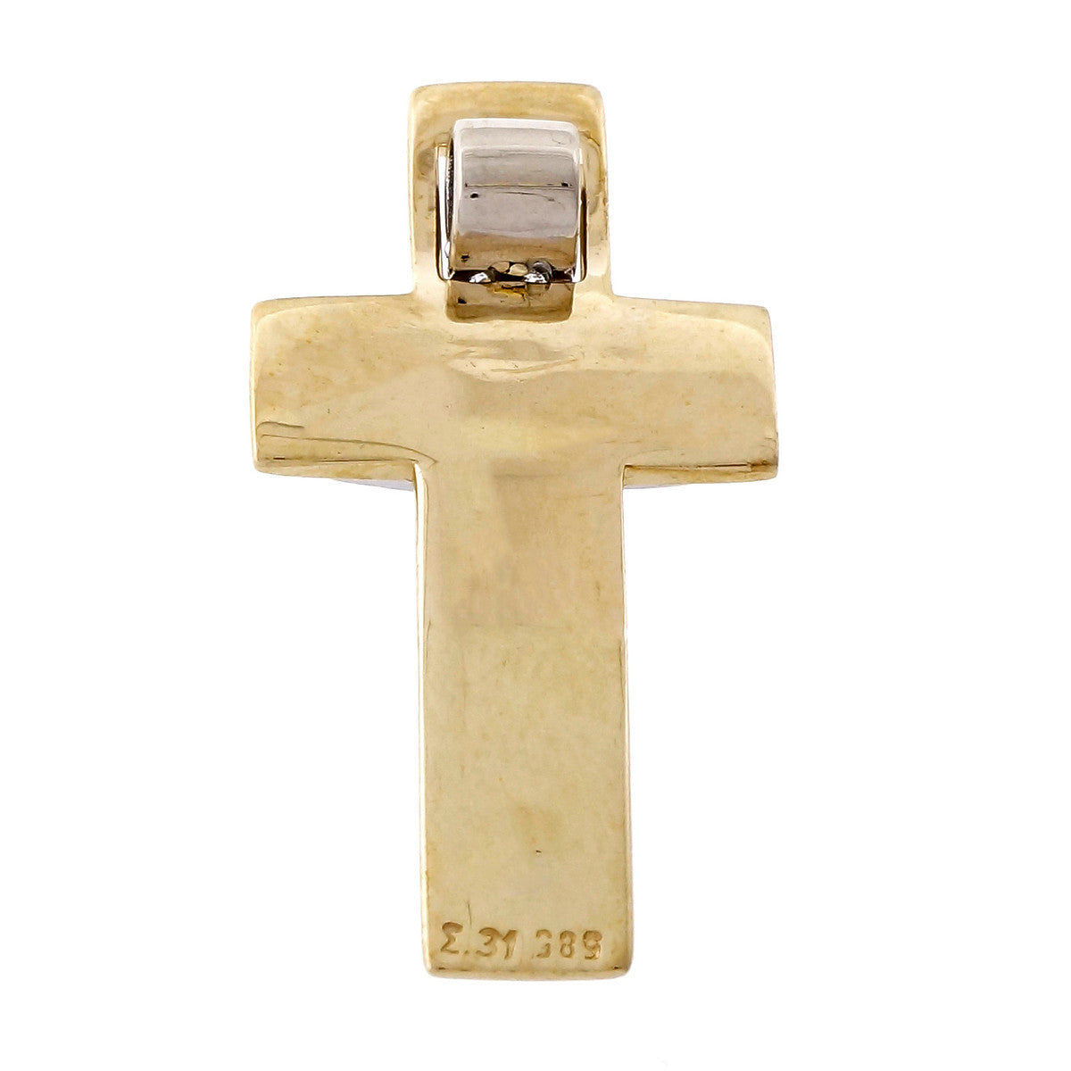 Estate Diamond Cross 14k Yellow & White Gold Pendant – image 2