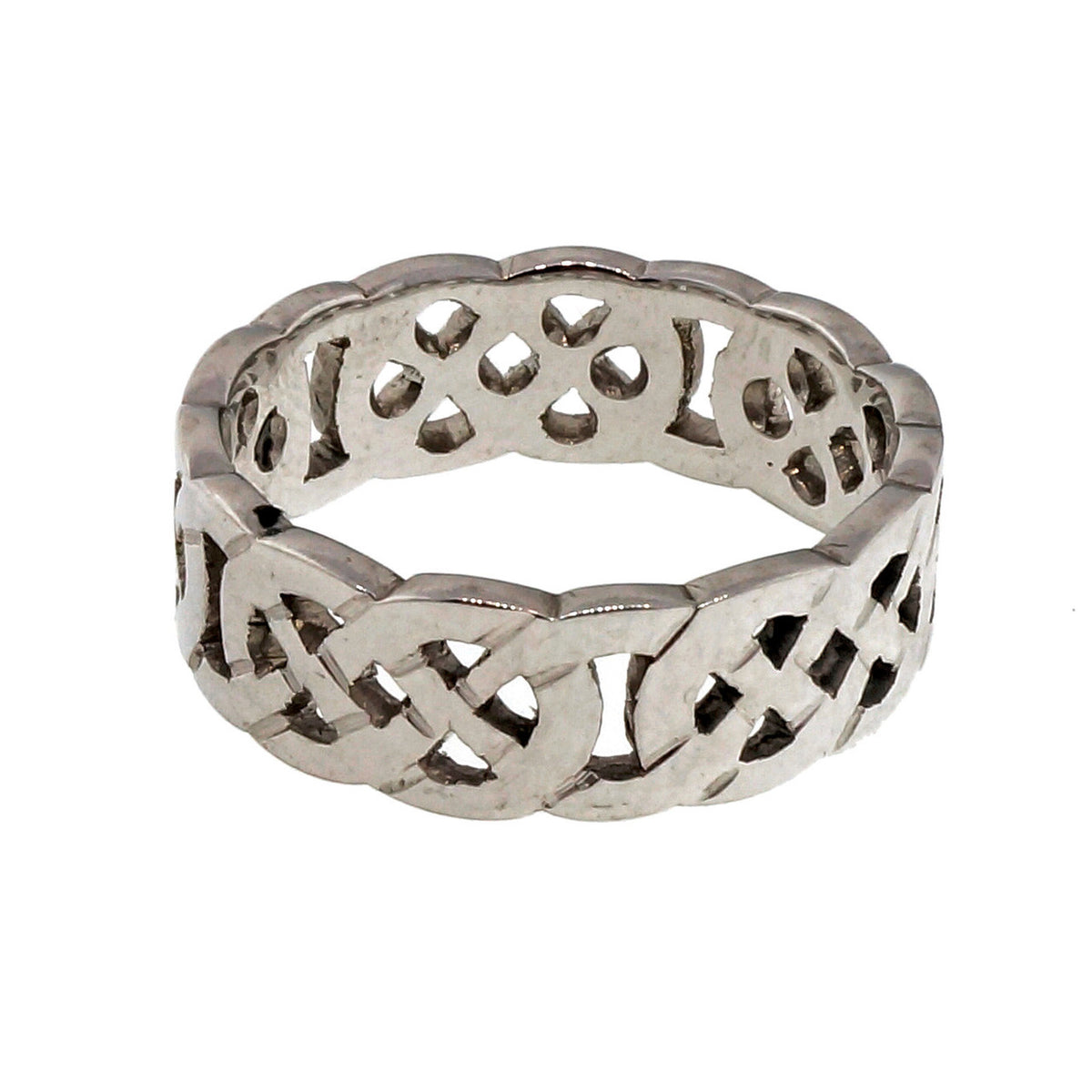 Celtic Cut Out Repeating Pattern 14k White Gold Wedding Band Ring PSD 6mm – image 2