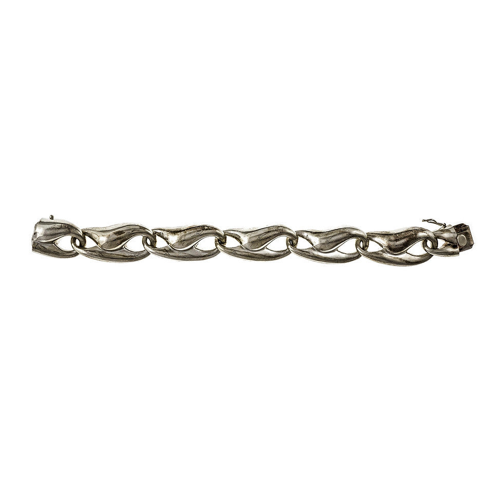 Vintage Krypell Modernist Silver Bracelet Elliptical Links – image 2