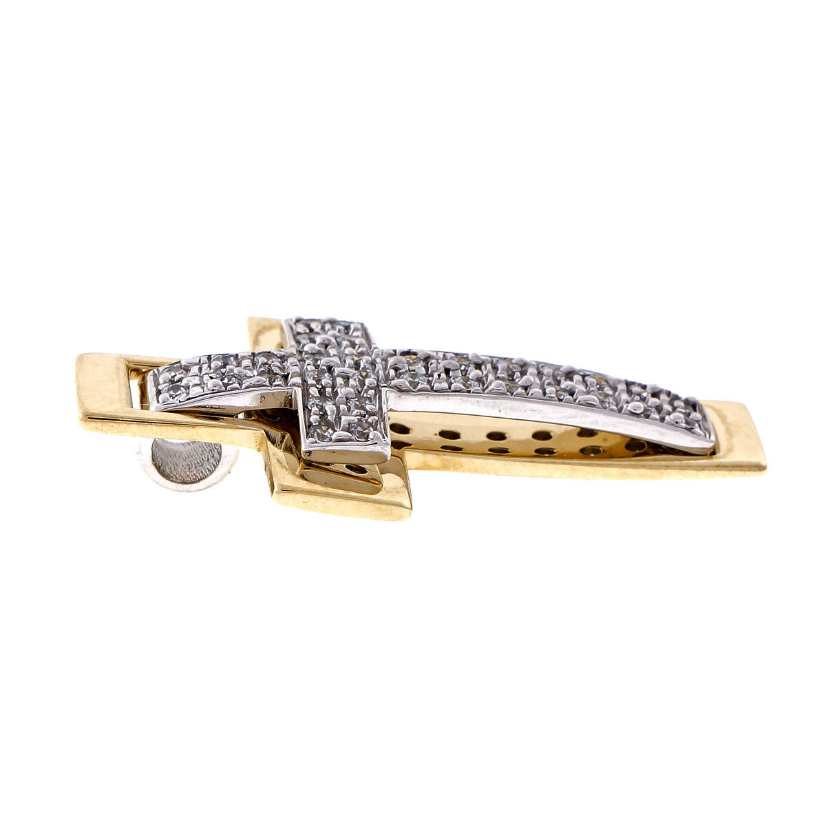 Estate Diamond Cross 14k Yellow & White Gold Pendant – image 3