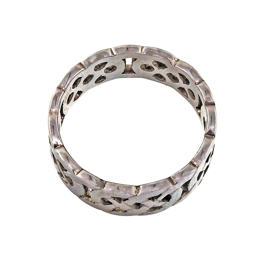 Celtic Cut Out Repeating Pattern 14k White Gold Wedding Band Ring PSD 6mm – image 3