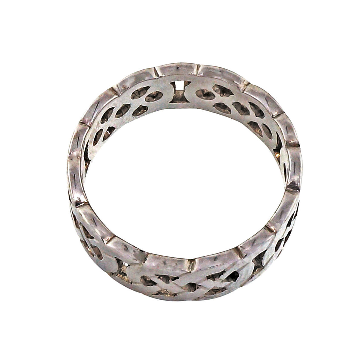 Celtic Cut Out Repeating Pattern 14k White Gold Wedding Band Ring PSD 6mm – image 3