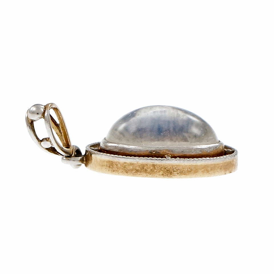 Victorian 1890 Moonstone Pendant 18k Yellow Gold Platinum Top – image 3