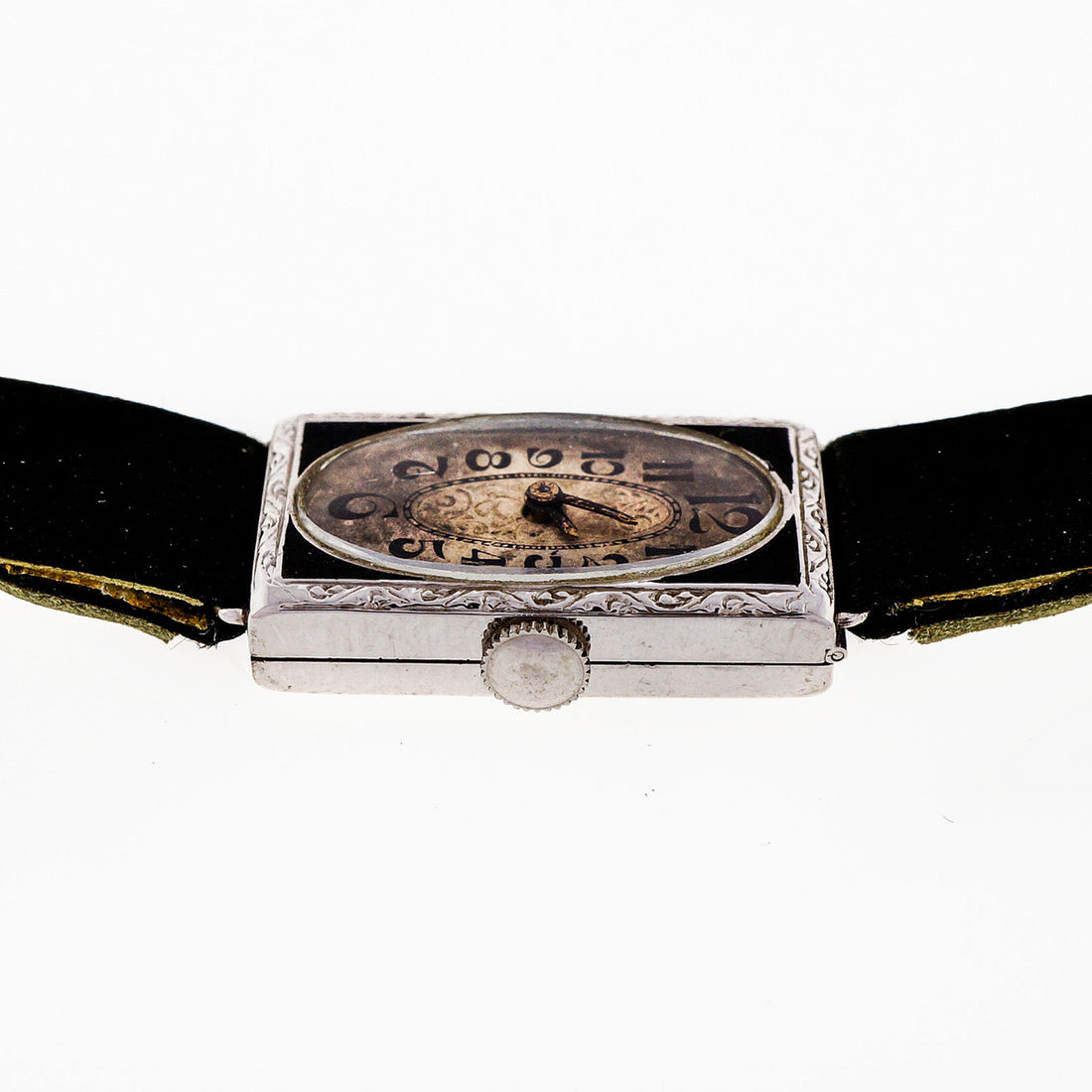 Art Deco 1920 Kingston Watch Co White Gold Filled Ladies Satin Strap Watch – image 10