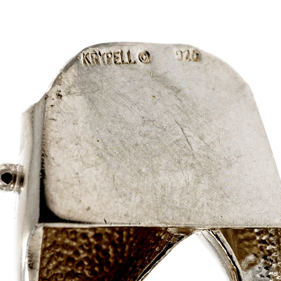 Vintage Krypell Modernist Silver Bracelet Elliptical Links – image 4