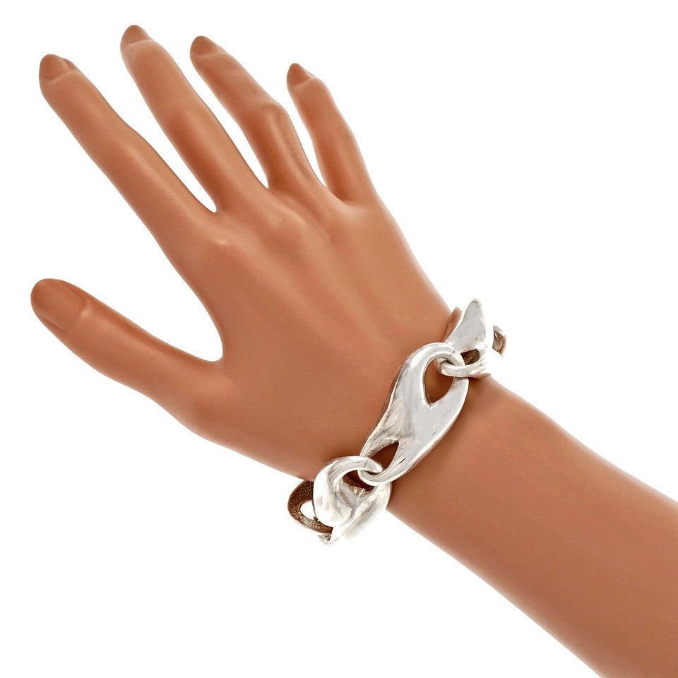 Vintage Krypell Modernist Silver Bracelet Elliptical Links – image 5